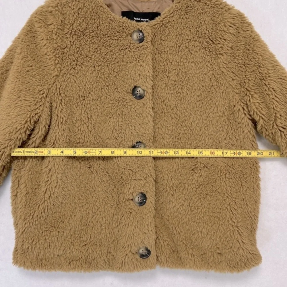 Vero Moda Cozy Amanda Short Teddy Jacket Brown Faux Shearling Women’s, Sz Medium